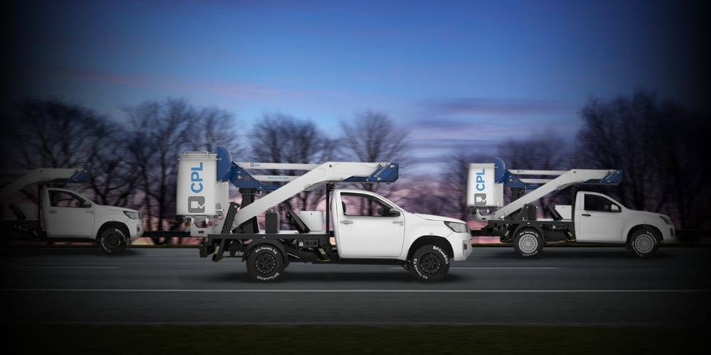 CPL-Pick-Up-Mounted MEWP-Rental-Fleet-on-road
